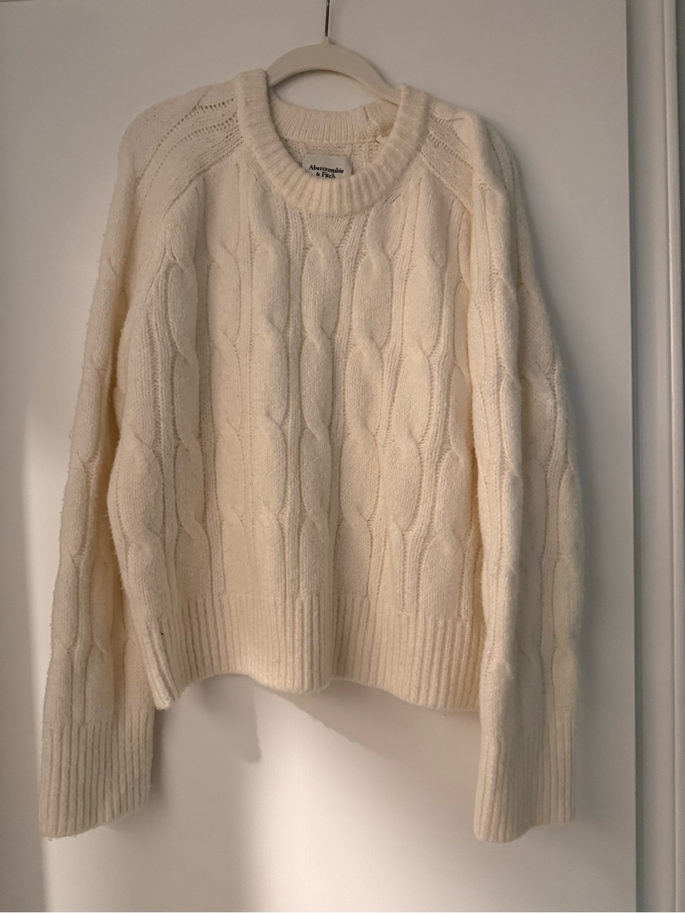Abercrombie & Fitch Women’s Cable Crewneck Sweater Ivory Cream Size XS